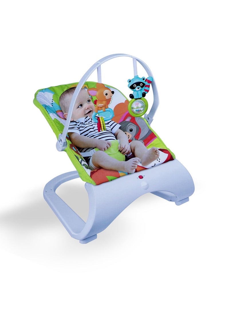 Rocking Chair for Baby, Removable Toy Bar,Bouncy Seat Action, Calming Vibrations, Washable Fabric Seat Pad,40 lbs,18kg