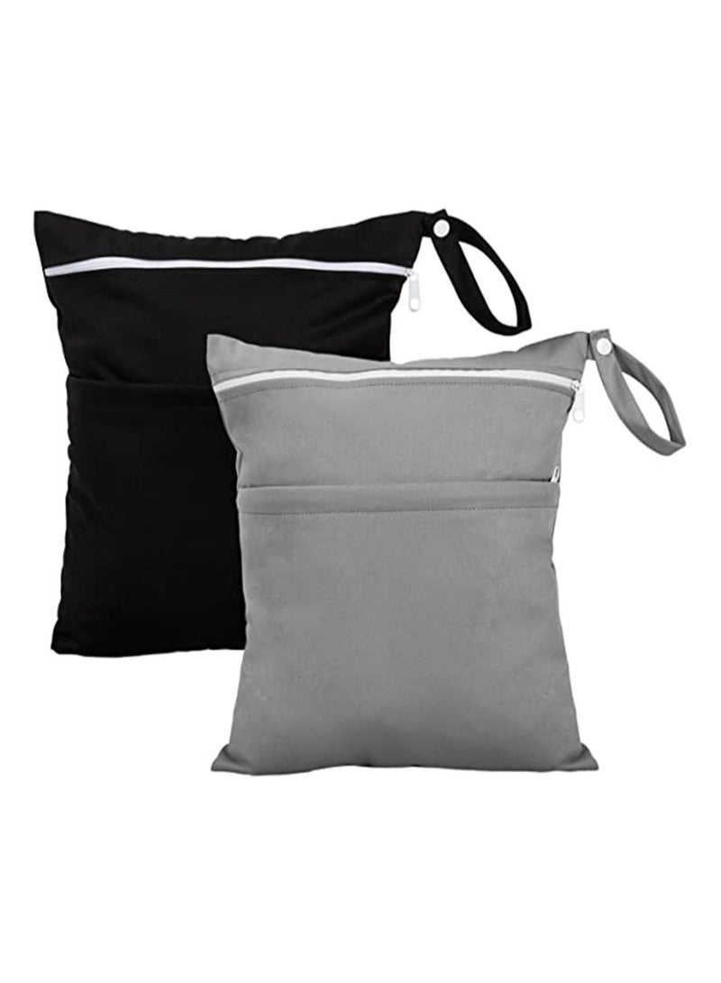 2-Piece Wet Dry Bag for Cloth Diapers Travel Beach Pool Yoga Gym Bag for Swimsuits Wet Clothes 2 pcs