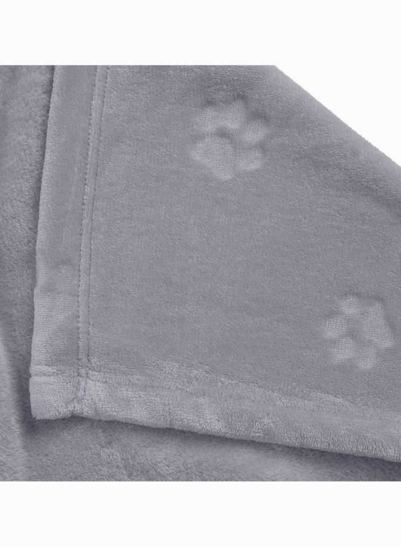 Pet Flannel Blankets,  3 Blankets Super Soft Fluffy Premium Fleece Pet Blanket Flannel Throw for Dog Puppy Cat Paw 60CMX40CM (Light Gray)