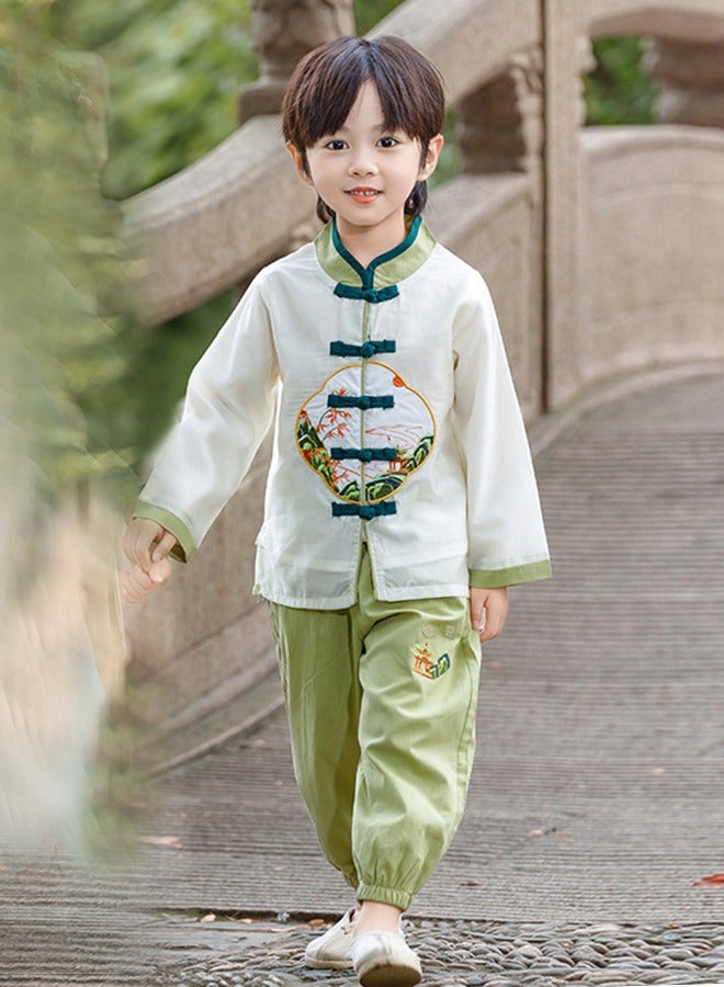 Boys' Hanfu Chinese Style Set Shirt Pants Two-piece Suits Spring And Autumn  New Children's Tang Dynasty Fashion Clothes unisex