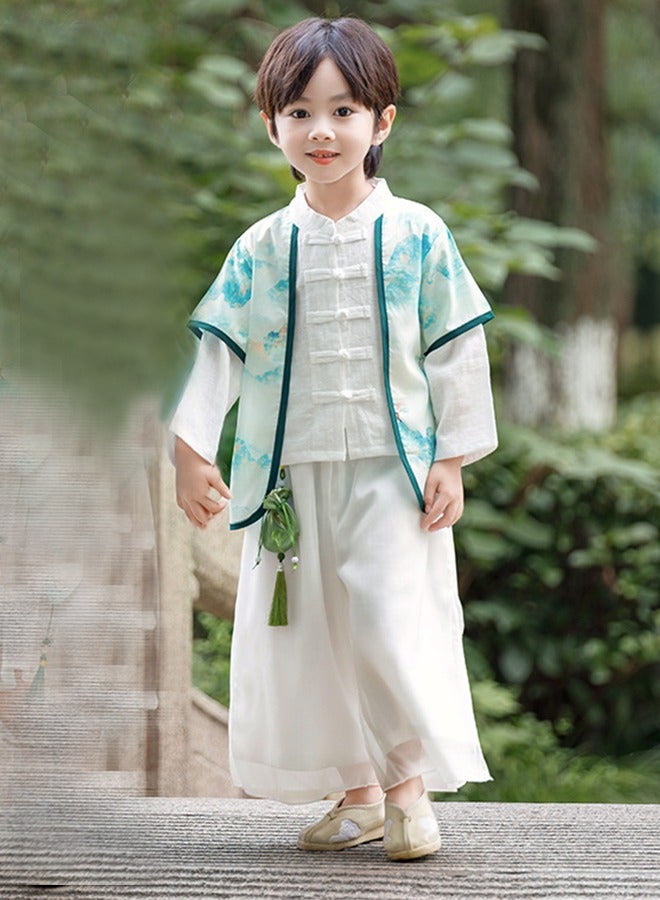 Boys' Hanfu Chinese Style Set Shirt Pants Two-piece Suits Spring And Autumn  New Children's Tang Dynasty Fashion Clothes unisex