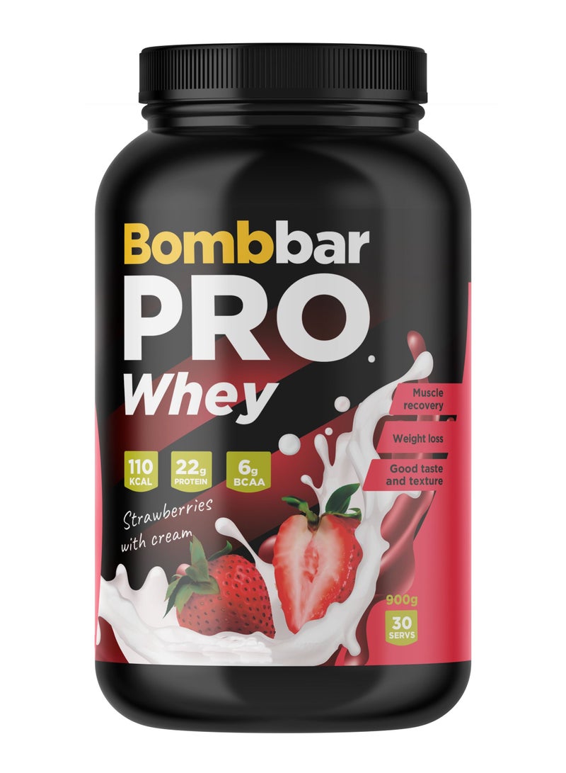 Pro Whey Protein Powder Strawberries with Cream Flavour 900g