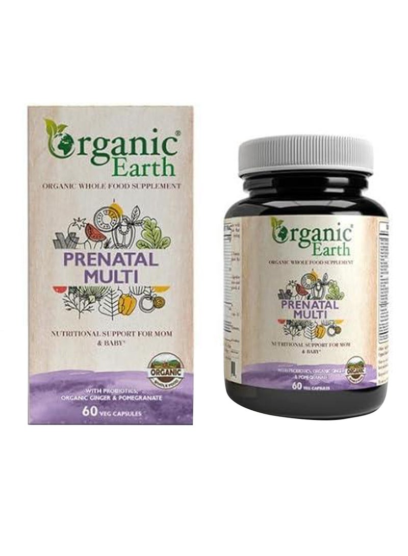 Prenatal Multi with Probiotics Organic Ginger & Pomegranate 60 Capsules