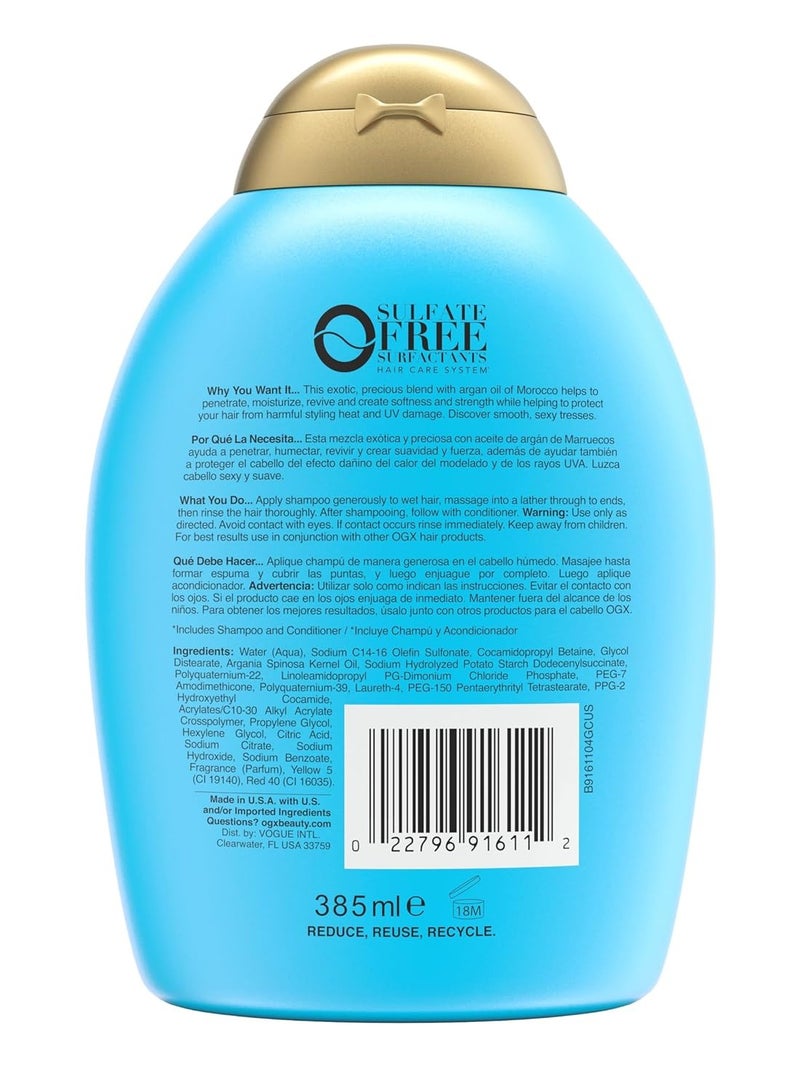 OGX Renewing + Argan Oil of Morocco Hydrating Growth Hair Shampoo to Help Moisturize Soften and Strengthen Hair Paraben Sulfate Free 385 ml