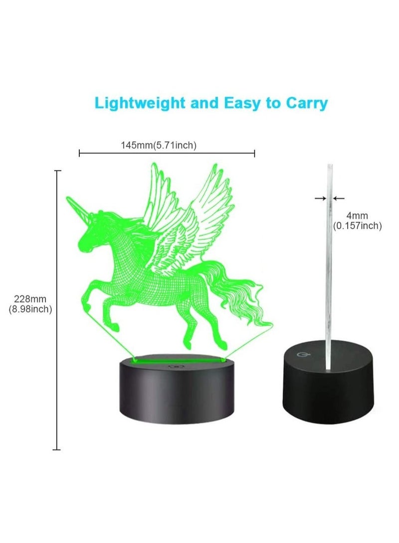 3D Night Light,  Sleeping Light for Kids Boys Table Desk Lamp with Touch Switch Remote Control 16 Colors for Gifts Birthday Festival Bedroom Decor Lamp (Unicorn)