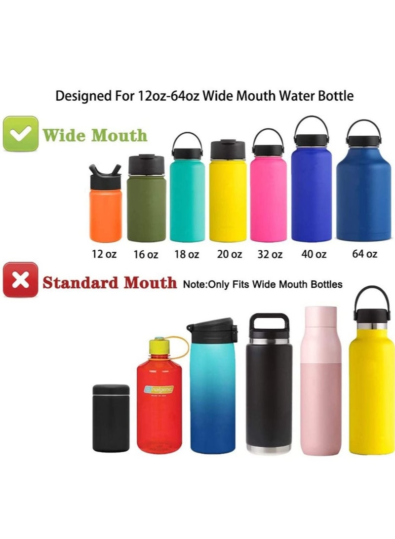 Handle Fits Wide Mouth Bottles 12oz to 64oz Durable Carrier, Carrier Strap Cord with Safety Ring, Compass and Carabiner Ideal Water Bottle Handle Strap