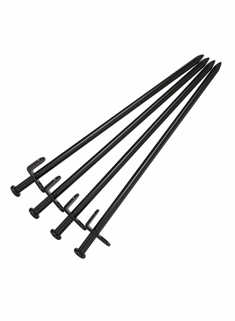 Tent Stakes, Ground Spikes, Heavy Duty Camping Stakes, Forged Steel Spikes Unbreakable and Inflexible for Outdoor Camping Canopy Snow and Grassland (Black) (30cm) 4Pcs