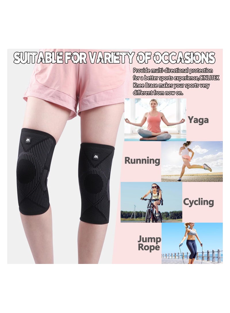 Compression Knee Brace for Women & Men, Knee Supports Sleeves for Knee Pain, ACL, Arthritis Pain Relief, Running, Working Out, Basketball, Weightlifting (Large, Black)