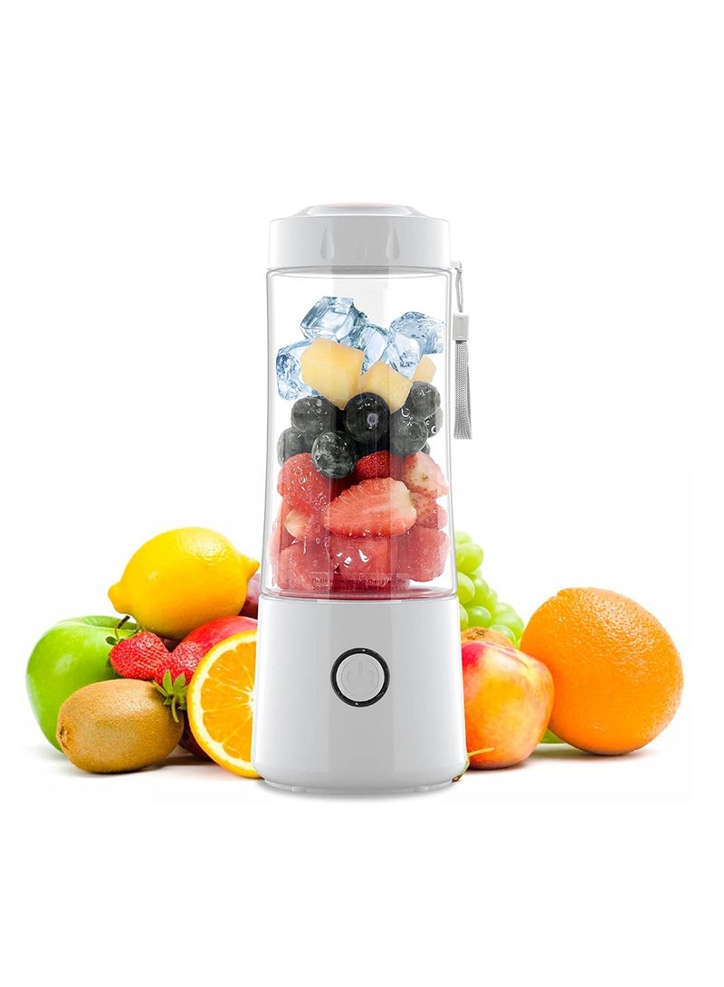 Portable Blender, Personal Size with 3000 mAh Rechargeable 6 Blades Fruit Veggie Juicer, for Shakes and Smoothies Mini Blend Portable Blender Cup Student for Home Travel Sports Kitchen (White)
