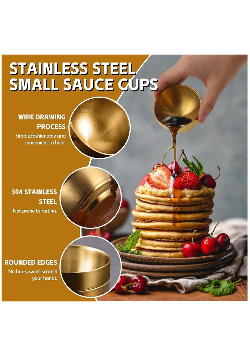 Small Sauce Cups, Stainless Steel Double Wall Insulated Soy Sauce Dish, 3.3 Oz Metal Mini Wine Condiment Cups, Dipping Bowls Containers for Side Dishes 4 Pcs
