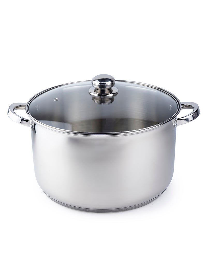 Amara Stainless Steel Casserole Pot with Twin Handles 32x18.5cm, Vented Glass Lid, Induction Ready, Oven Safe - 5-layer base