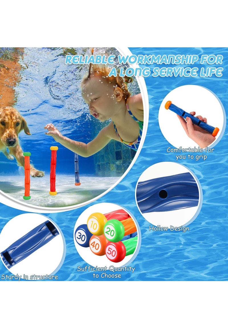 Diving Toys, 10 Pieces Underwater Play Sticks Colorful Swimming Pool Toys for Kids