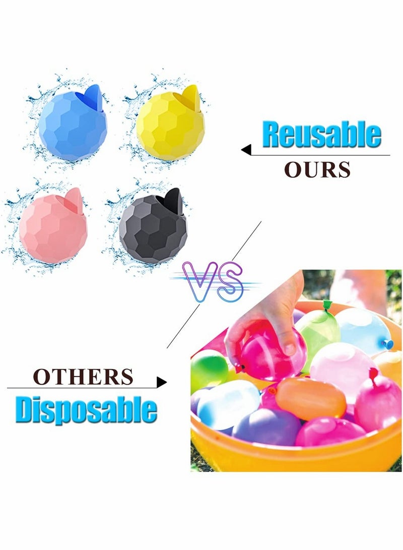 Water Balloons Quick Fill, Self-Sealing Reusable Refillable Water Bombs Silicone Splash Water Ball for Kids Adults Outdoor Activities Pool Beach Games Summer Party Supplies（12Pcs）