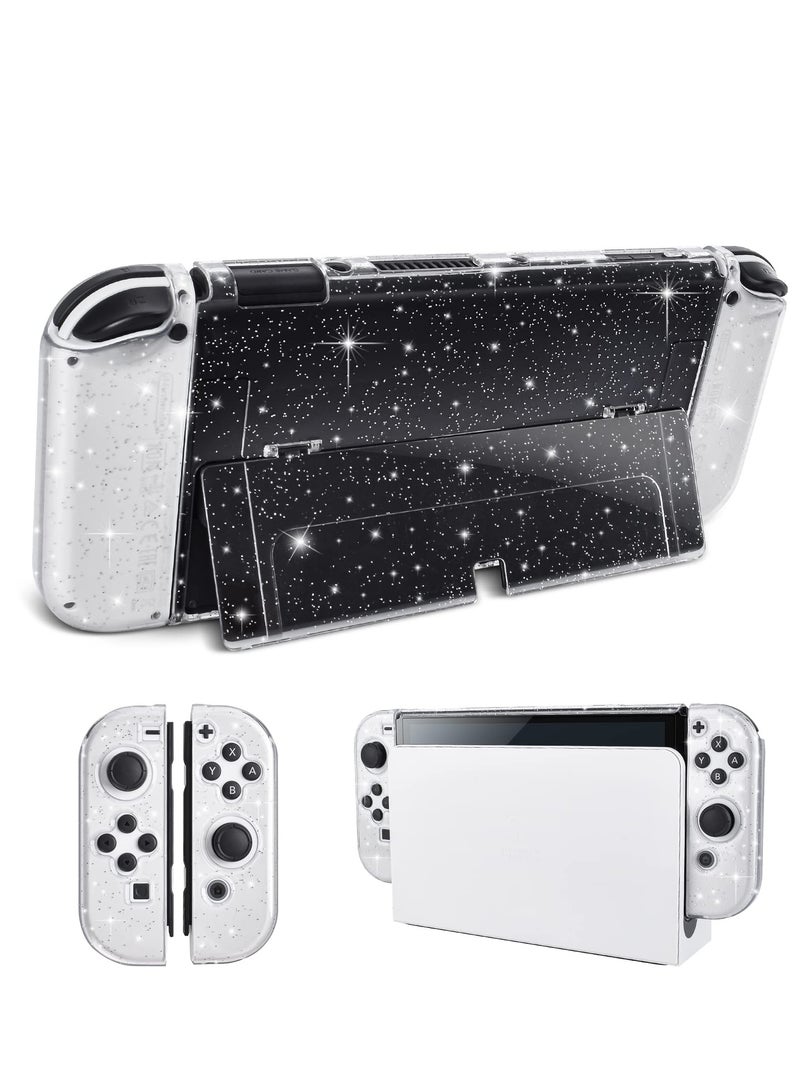 Excefore for Switch OLED Case Glitter Bling Soft TPU Cover with Shock-Absorption and Anti-Scratch Design Crystal