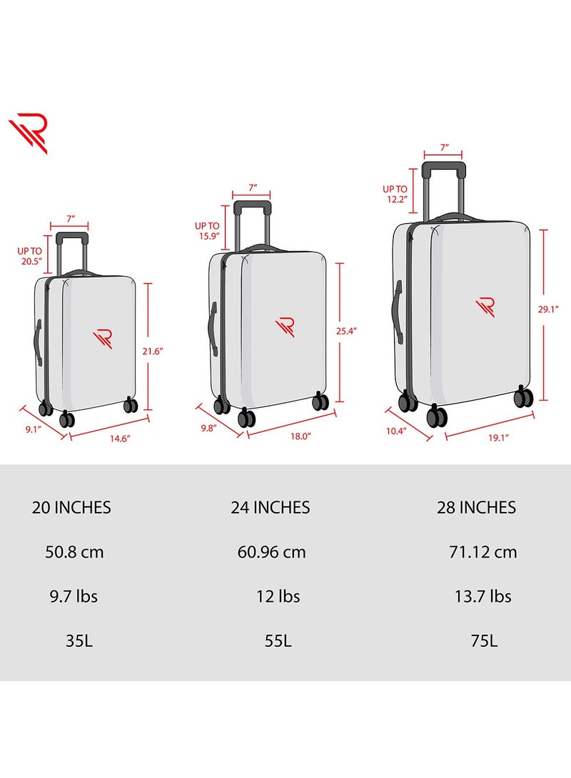 Reflection PP Luggage, Lightweight Hardshell, Expandable with 4 Spinner Wheels and TSA Lock (24-Inch, White)