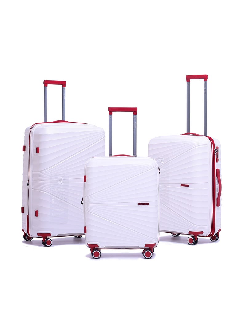 Reflection PP Luggage, Lightweight Hardshell, Expandable with 4 Spinner Wheels and TSA Lock (24-Inch, White)