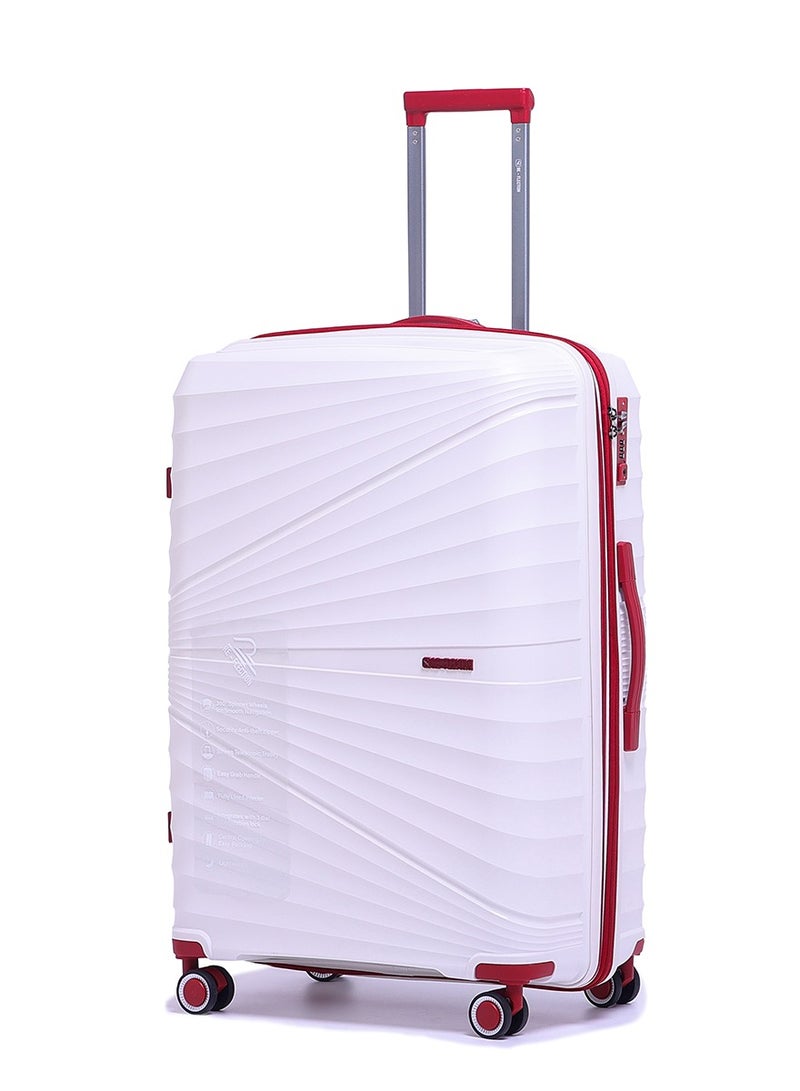 Reflection PP Luggage, Lightweight Hardshell, Expandable with 4 Spinner Wheels and TSA Lock (24-Inch, White)