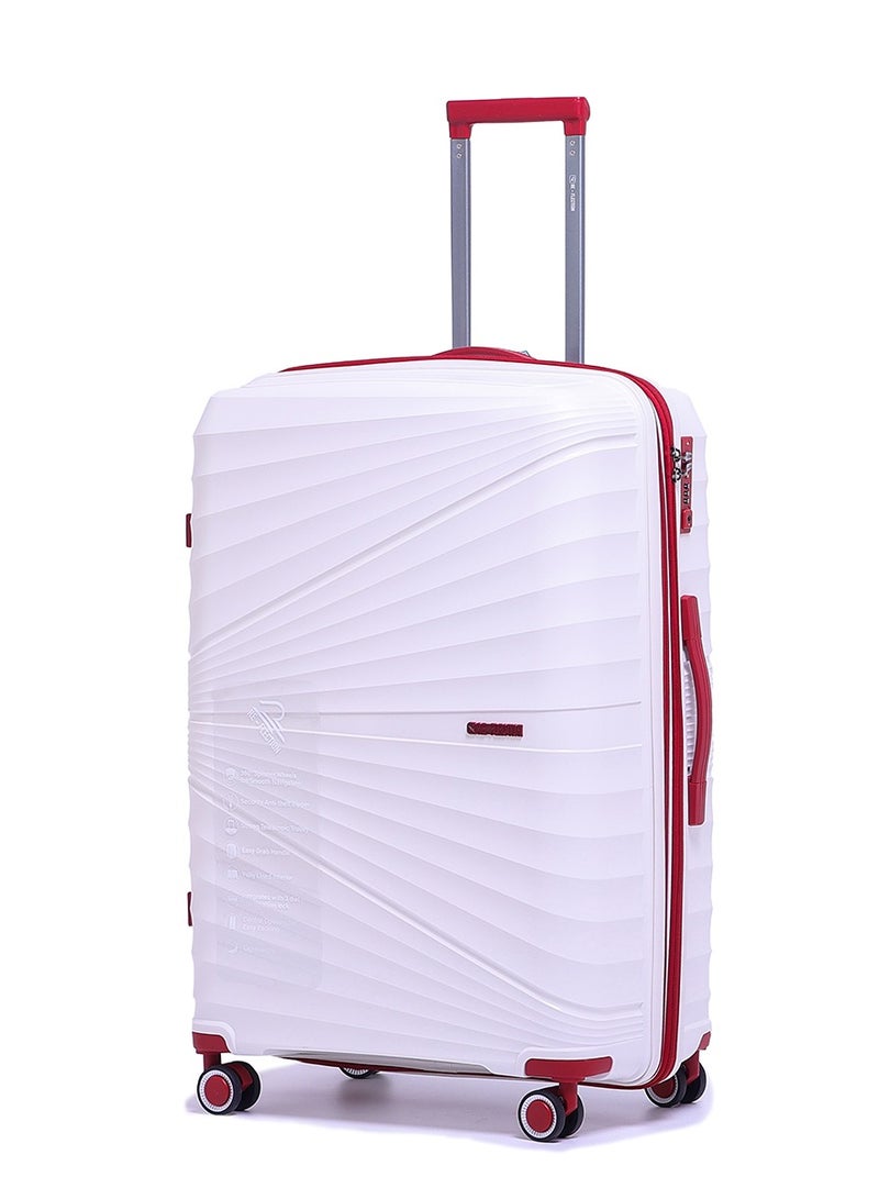 Reflection PP Luggage, Lightweight Hardshell, Expandable with 4 Spinner Wheels and TSA Lock (20-Inch, White)