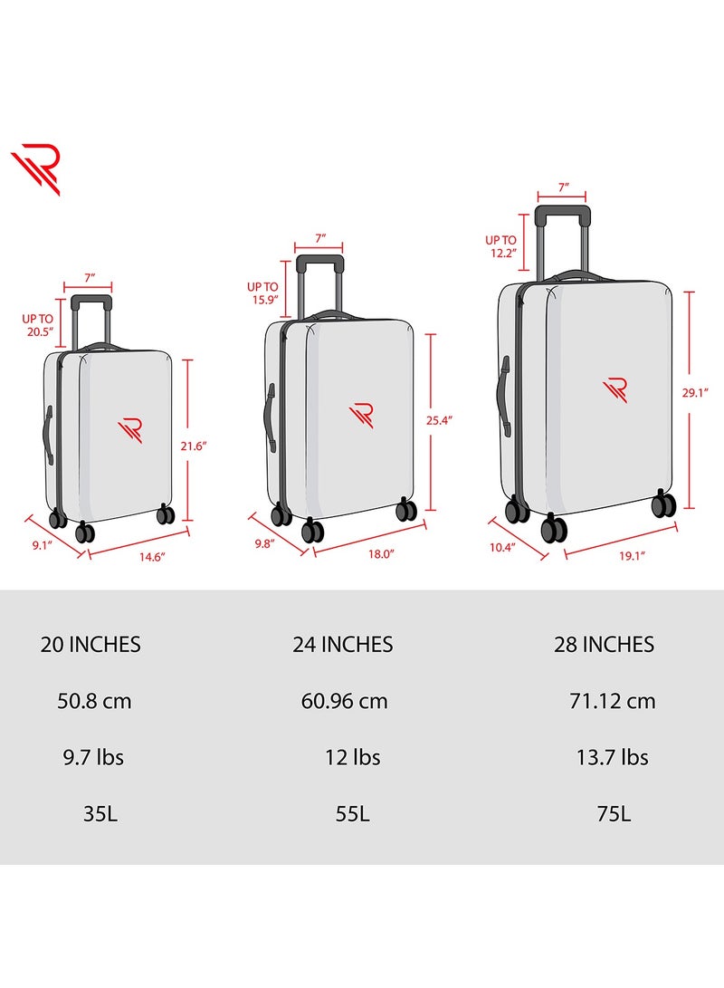 Reflection PP Luggage, Lightweight Hardshell, Expandable with 4 Spinner Wheels and TSA Lock (20-Inch, White)