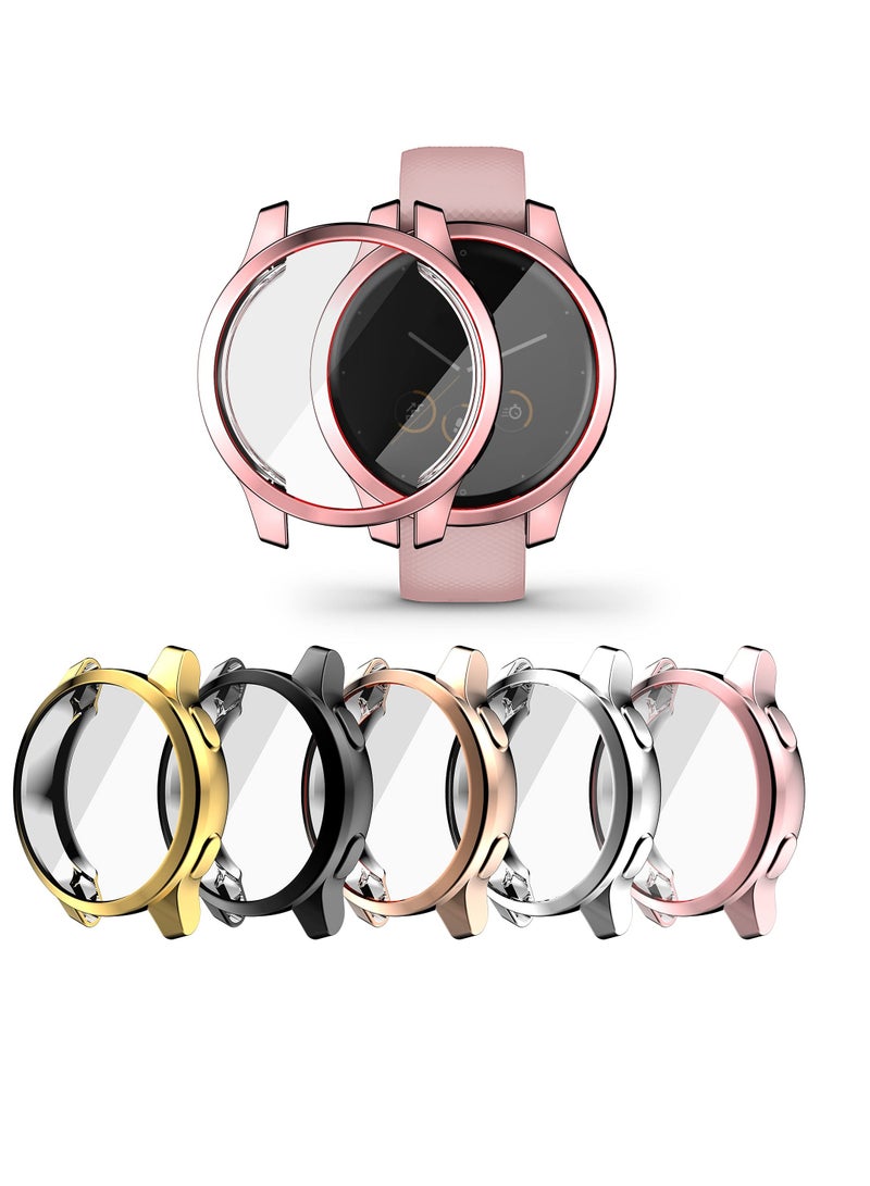 5 Pack Screen Protector Case Compatible with Garmin Vivoactive 4S / Venu 2S 40mm, Soft TPU All-Around Shockproof Bumper Frames (Black+Silver+Gold+Pink+Rose Gold, 40mm)