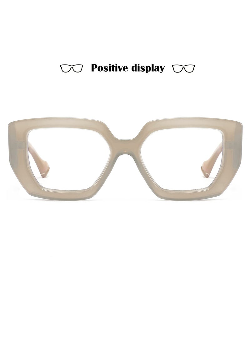 Fashion Oversized Square Blue Light Glasses for Women and Men, Thick Frame Computer Gaming Eyeglasses