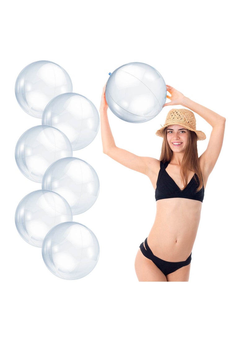 Beach Ball, 6PCS Inflatable Clear Beach Ball, Inflatable Clear Balloons, Transparent Swimming Pool Party Ball, for Summer Beach, Pool Water Beach Toys, Outdoor Summer Party Favors for Kids Adults
