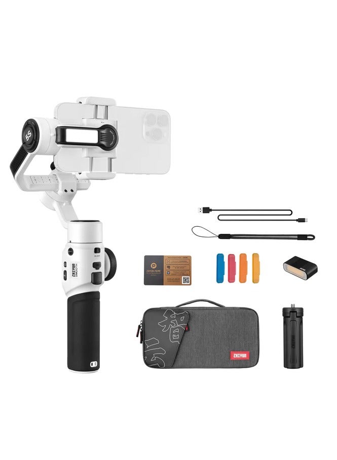 Smooth 5S Combo 3-Axis Handheld Gimbal Stabilizer for Smartphone Stabilizer for iPhone and Android, White