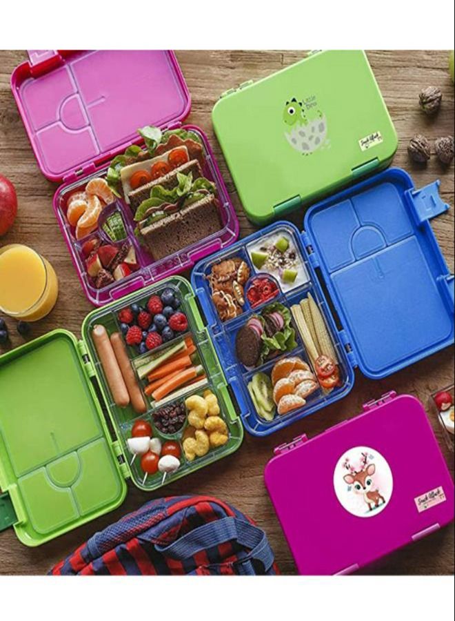 Children's Bento Lunch Box with 6 Compartments - Leak Proof Lunch Box for Boys，Girls，BPA-Free，Microwave Dishwasher Safe，Lunch Box for School (Pink)