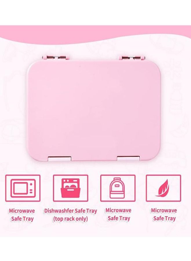 Children's Bento Lunch Box with 6 Compartments - Leak Proof Lunch Box for Boys，Girls，BPA-Free，Microwave Dishwasher Safe，Lunch Box for School (Pink)