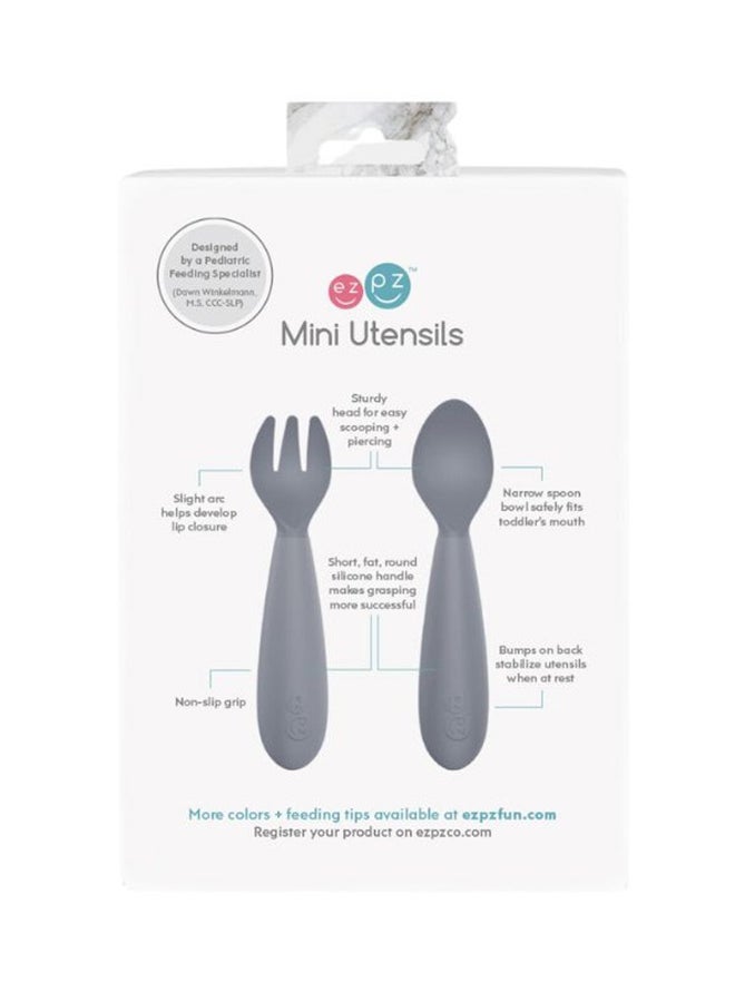 Baby Mini Fork And Spoon Set, Kids Cutlery Set With Case - 12M+ - Blue