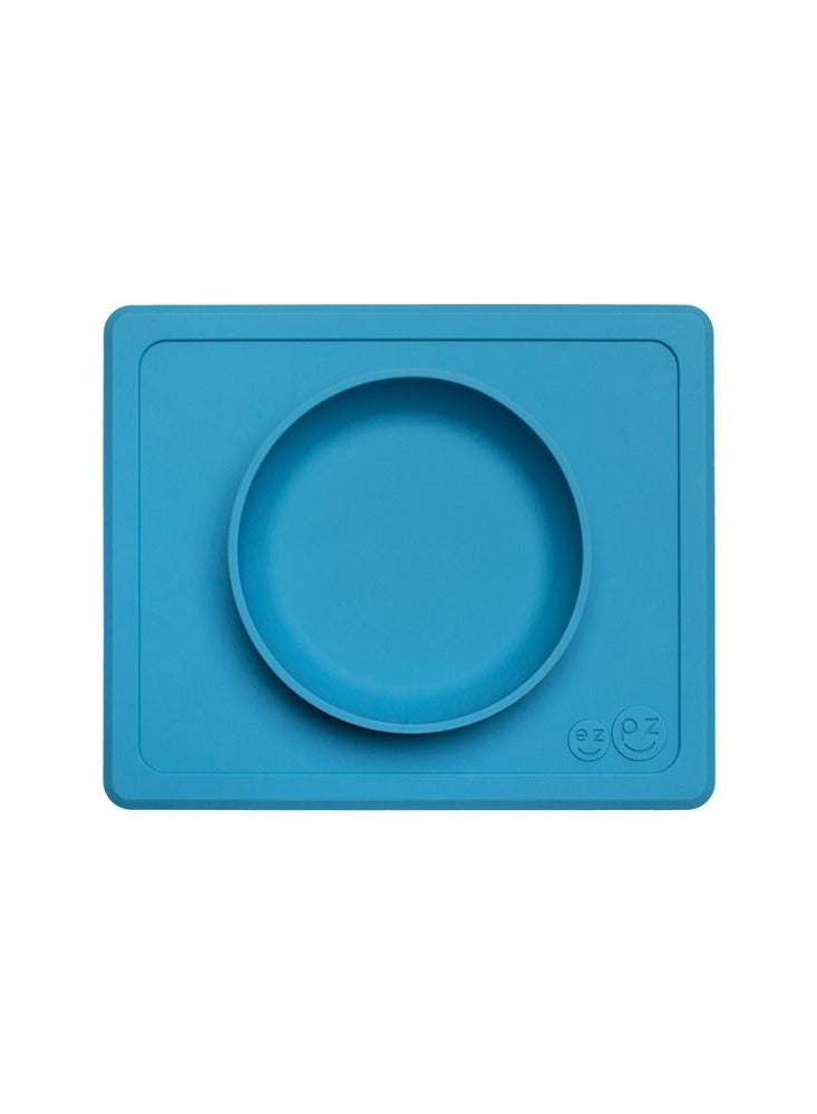 Mini Bowl - 100% Silicone Suction Bowl With Built-In Placemat - Fits On All Highchair Trays - Blue