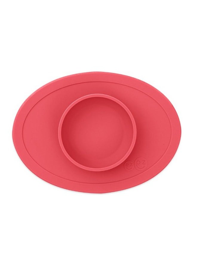 First Food Set - 100% Silicone Baby Feeding Set With Built-In Placemat, Training Cup And Spoons For First Foods + Baby Led Weaning - 4 Months+ - Coral