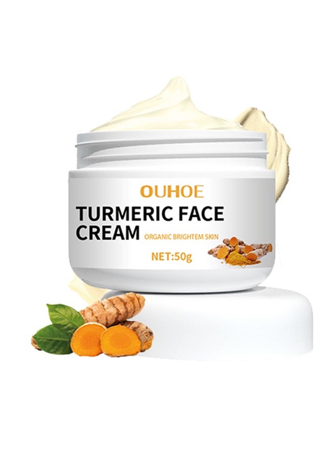 Turmeric Face Cream, For Face & Body All Natural Turmeric Skin Brightening Lotion Turmeric Cleanses Skin Fights Acne Evens Tone Fades Scars Sun Damage & Age Spots Pure Turmeric Cream Healing 50g