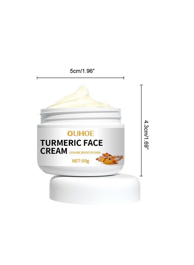 Turmeric Face Cream, For Face & Body All Natural Turmeric Skin Brightening Lotion Turmeric Cleanses Skin Fights Acne Evens Tone Fades Scars Sun Damage & Age Spots Pure Turmeric Cream Healing 50g