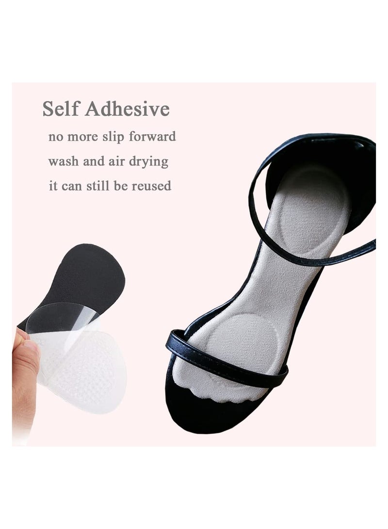 High Heel Inserts Women, Adhesive Velvety Cushioning Insoles for High Heels Anti-Slip, ¾ Gel Cushion Insoles for High Heels Pain Relief, Shoe Inserts for Dress Shoes, 2Pairs, Beige+Black