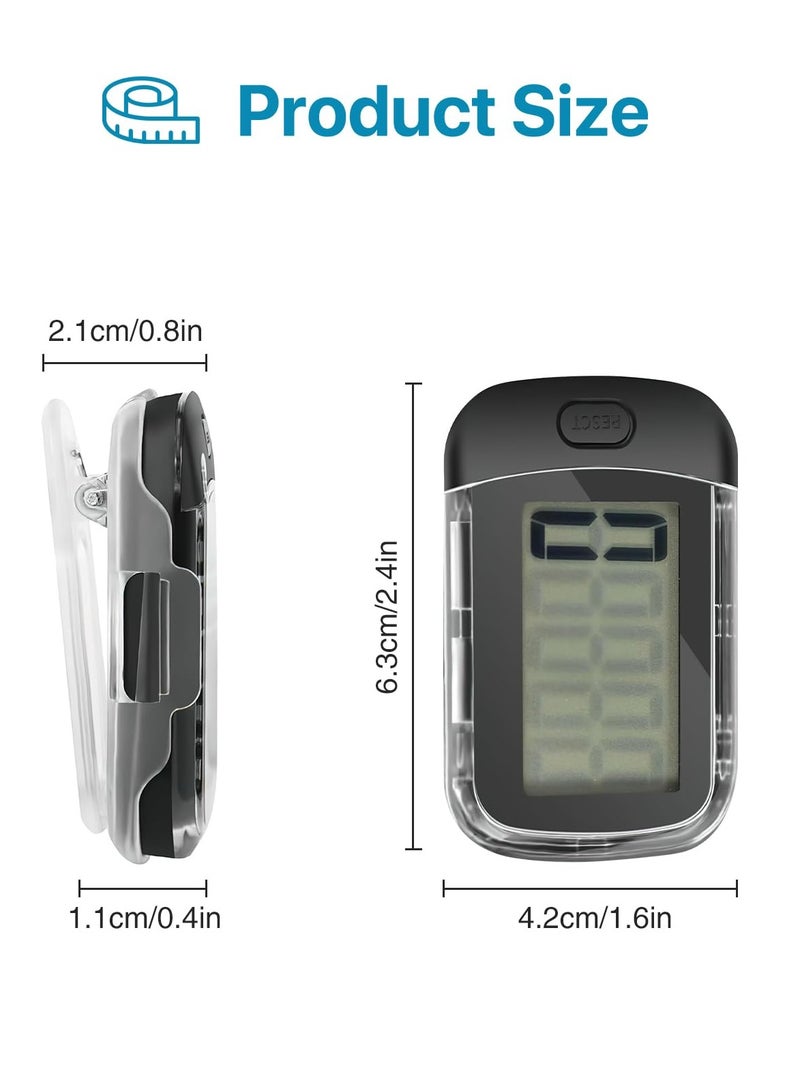 3D Pedometer for Walking, Simple Digital Step Counter with Removable Clip and Lanyard, Accurate Pedometers for Steps Track with Large LCD Display for Men Women Kids Walking Running Hiking Sports