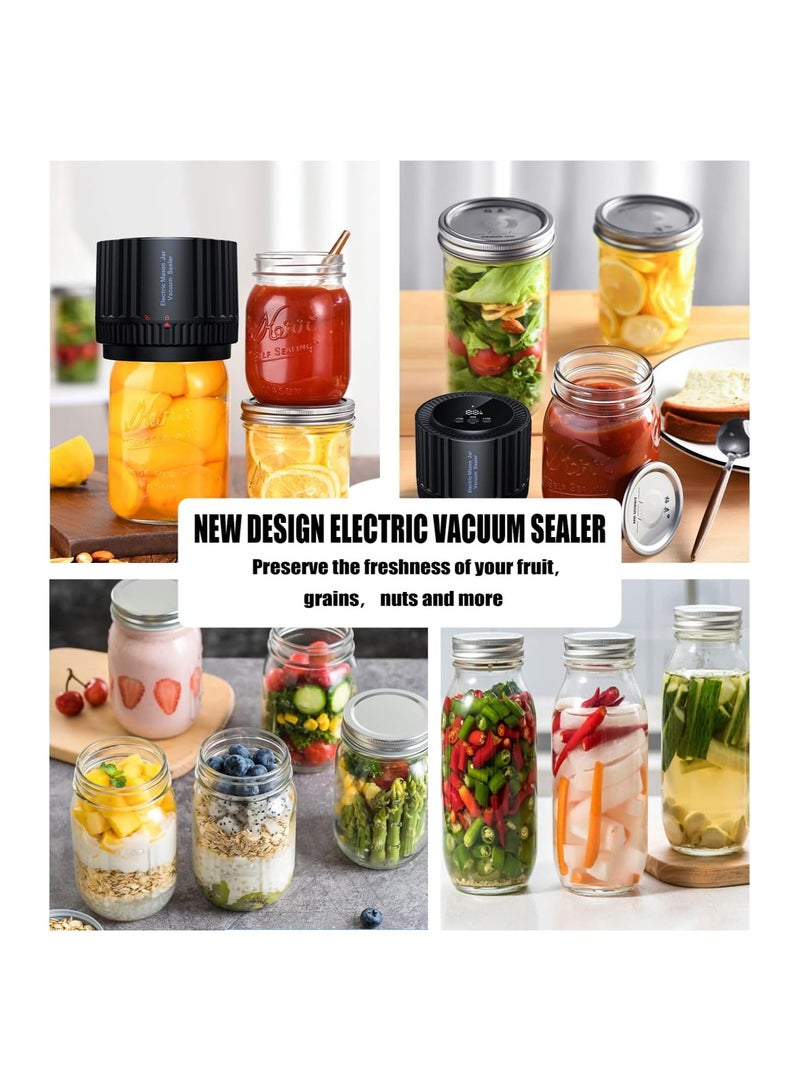 Electric Mason Jar Vacuum Sealer, Electric Mason Jar Vacuum Sealer Kit, Vacuum Sealing Machine for Food Storage Electric Mason Cordless Vacuum Sealer, for Wide Mouth and Regular Mouth Mason Jars