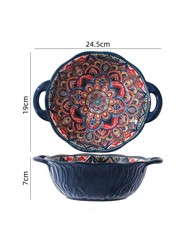 Bohemian Ceramic Tableware Bowl Dish Plate Vintage Hand Painted Vegetable Plate
