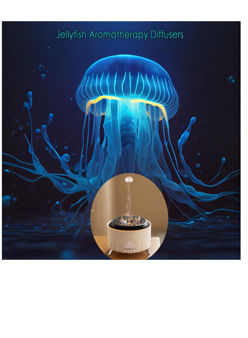 Essential Oil Diffuser for Large Rooms, (Watch the Video) Jellyfish Mist Aromatherapy Diffuser Ultrasonic Oil Diffuser 12-Hour Continuous Mist Diffuser for Home Bedroom, Auto Off, Volcano Light