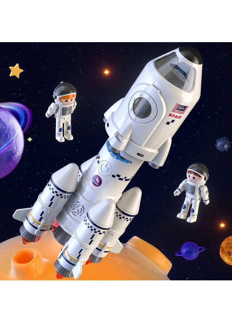5-in-1 Space Shuttle Rocket Toy Set for Kids Ages 3-9: STEM Educational Aerospace Playset with Astronaut Figures, Projection Lamp - Science Adventure Gift for Boys & Girls 3+