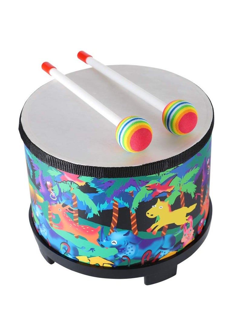 Floor Tom Drum Percussion Instrument for Kids, 8 inch Acoustic Floor Tom Drum Instrument Music Drum with 2 Mallets Music Drum Musical Toy for Baby Children Special Christmas Birthday Gift