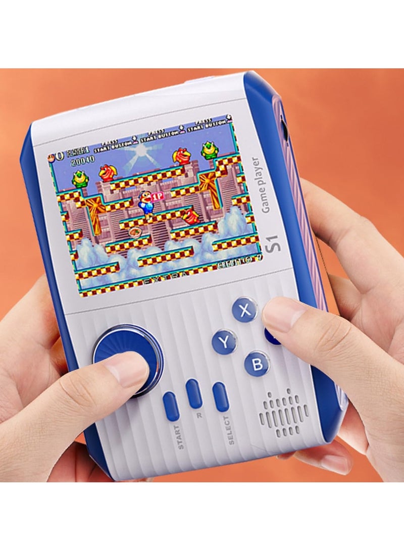 Retro Handheld Games Mini Video Games Console 3.0'' LCD Screen Retro Handheld with Rechargeable Battery Support 2 Players and TV Handle Connection Birthday for Boys Girls and Adults White