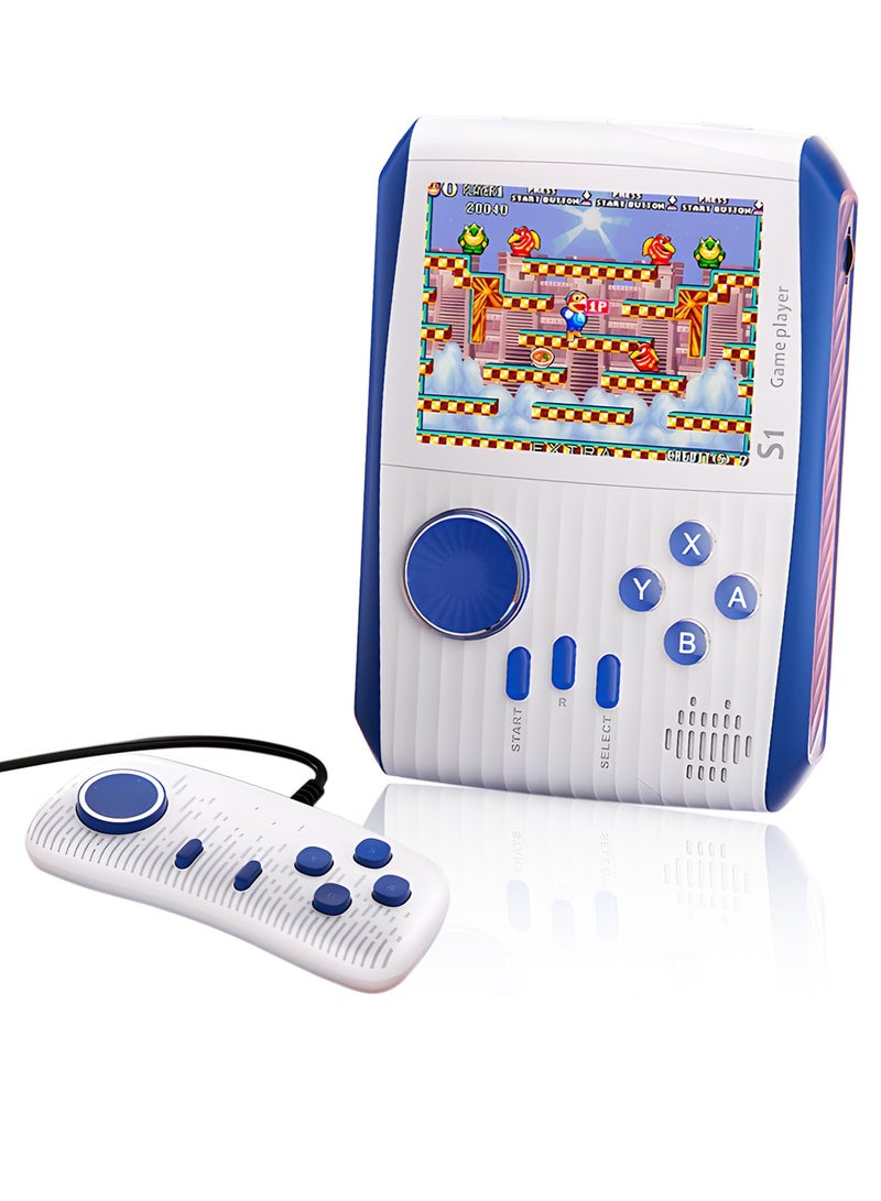 Retro Handheld Games Mini Video Games Console 3.0'' LCD Screen Retro Handheld with Rechargeable Battery Support 2 Players and TV Handle Connection Birthday for Boys Girls and Adults White