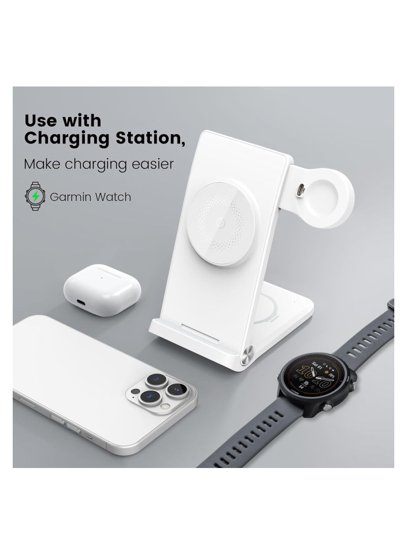 Charger for Garmin Watch, Portable for Garmin USB-C Wireless Charger, Travel Cordless Charger, for Garmin Independent Watch Charging Module, White