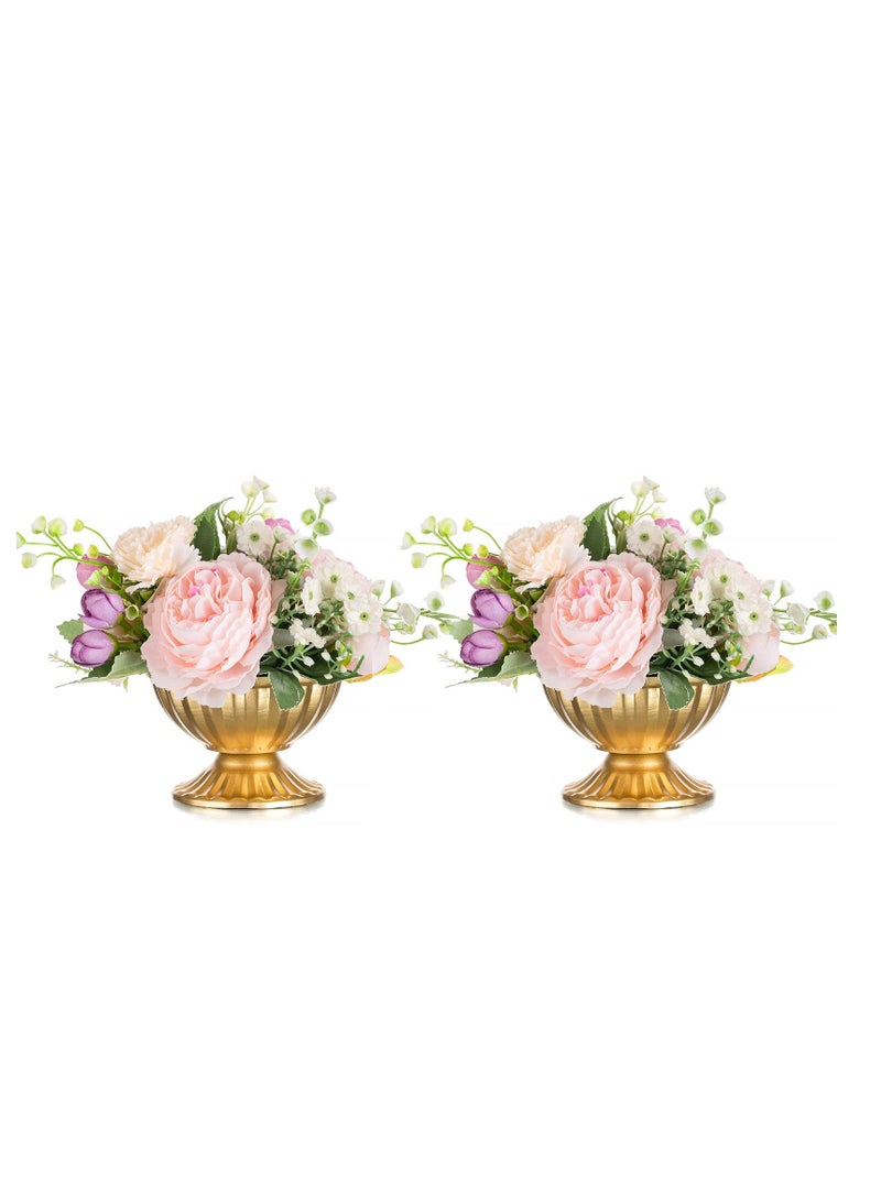 Mini Gold Flower Arrangement Pots, 2.6IN Metal Vase Urn Planters for Centerpiece Table Decorations, Home, Party, Anniversary, Ceremony, Wedding Decor, Gold