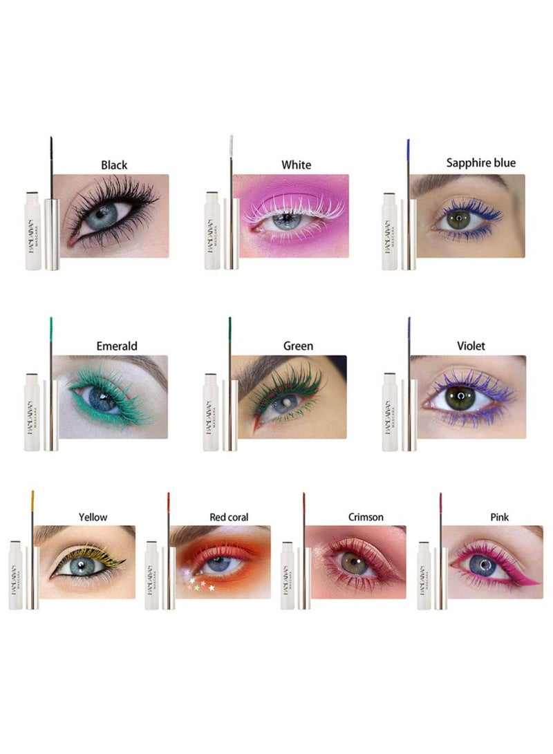 Color Mascara, Waterproof 10 Variety Mascara Eyeliner Charming Longlasting for Eyelash Eye Makeup 10PCS