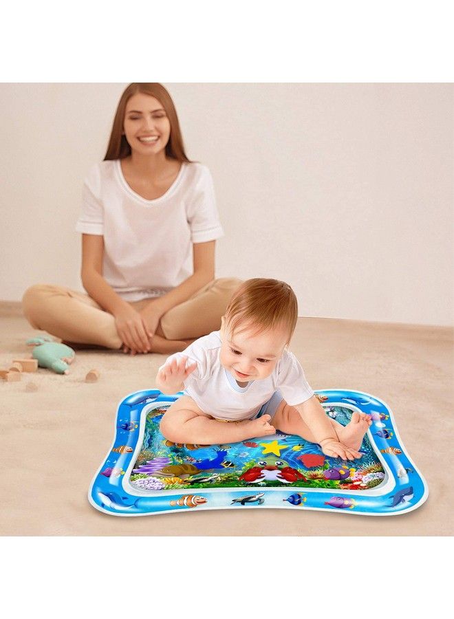 Tummy Time Water Best Mat For Babies Newborn Toddlers (012 Months)Baby Inflatable Leak Proof Non Toxic Bpa Free Mat With 5 Floating Toys For(Size 26” X 20”)Blue