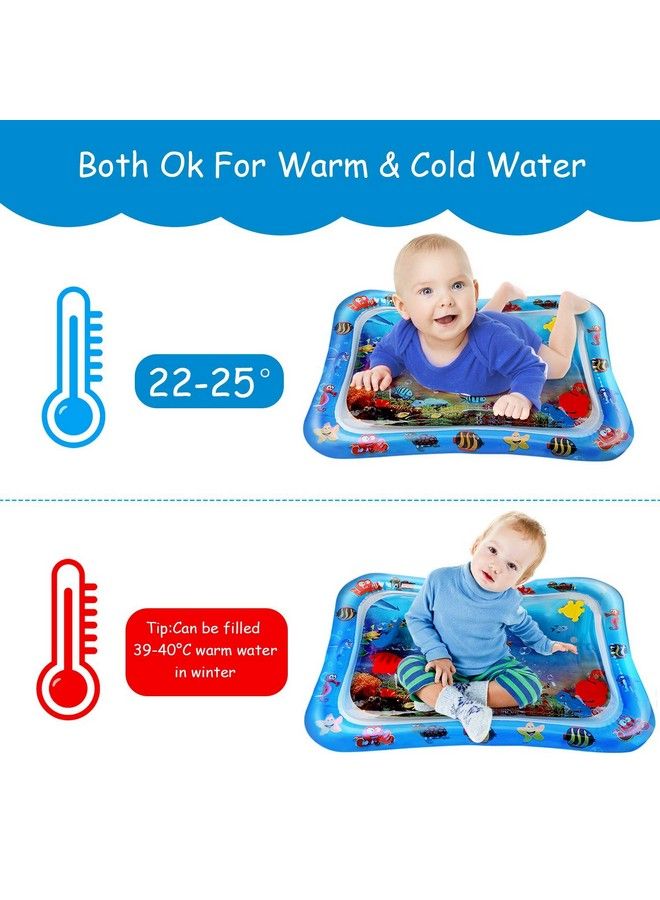 Tummy Time Water Best Mat For Babies Newborn Toddlers (012 Months)Baby Inflatable Leak Proof Non Toxic Bpa Free Mat With 5 Floating Toys For(Size 26” X 20”)Blue