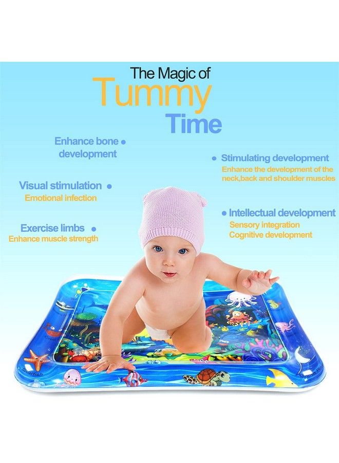 Tummy Time Water Best Mat For Babies Newborn Toddlers (012 Months)Baby Inflatable Leak Proof Non Toxic Bpa Free Mat With 5 Floating Toys For(Size 26” X 20”)Blue