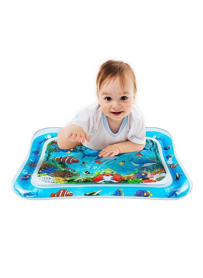 Tummy Time Water Best Mat For Babies Newborn Toddlers (012 Months)Baby Inflatable Leak Proof Non Toxic Bpa Free Mat With 5 Floating Toys For(Size 26” X 20”)Blue